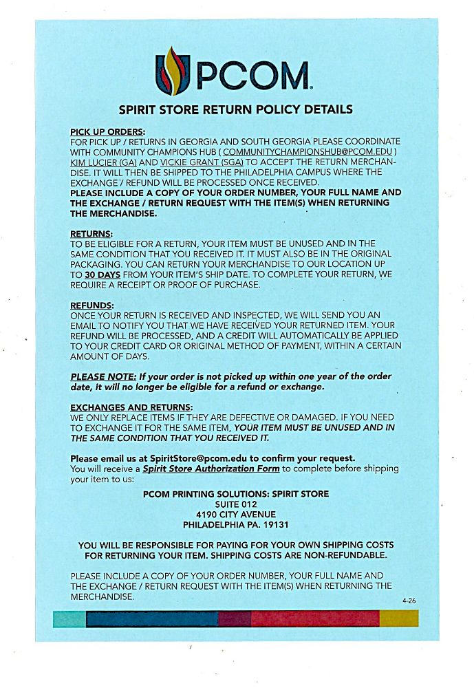 spirit store return policy